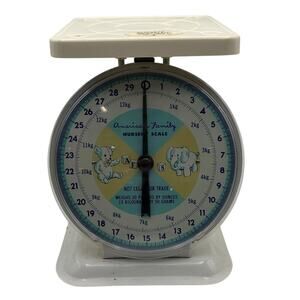 Vintage Baby American Family Scale Metal Teddy & Elephant 1960s